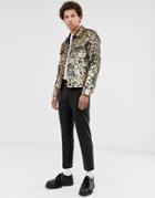Asos Design Sequin Western Jacket In Gold