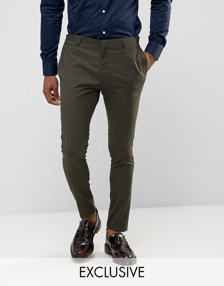 Noak Super Skinny Suit Pant In Khaki - Green
