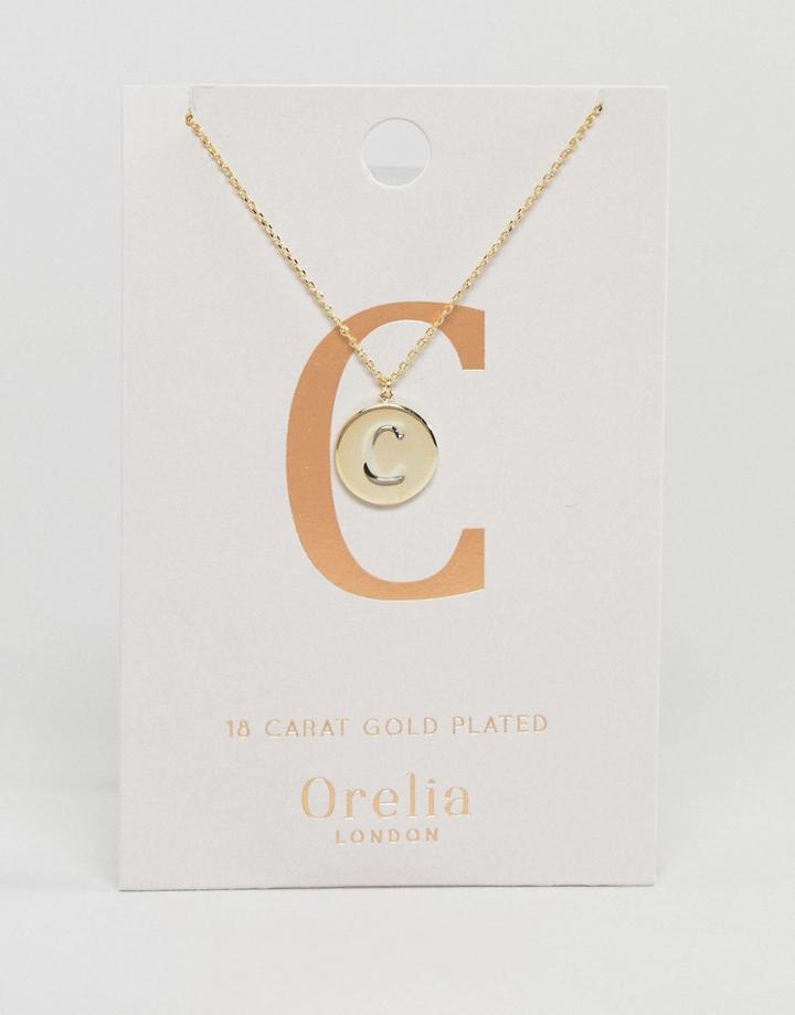 Orelia Gold Plated Initial C Disc Pendant - Gold