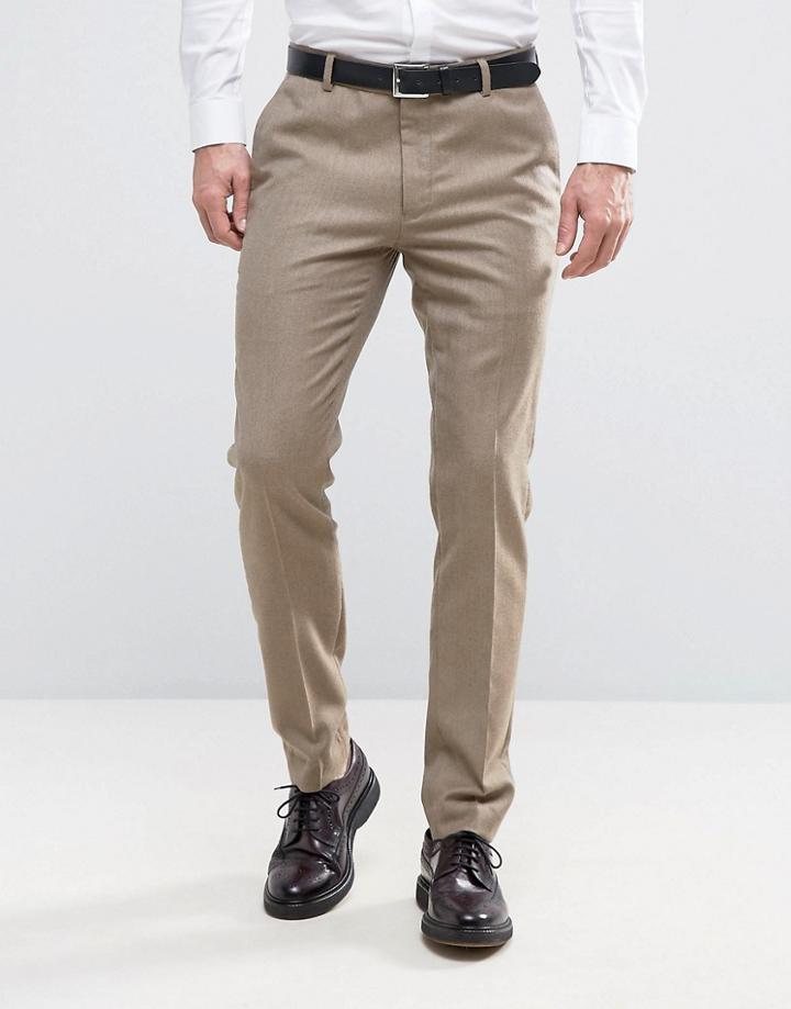 Asos Wedding 100% Merino Wool Skinny Pant With Turn Up - Gray