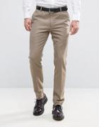 Asos Wedding 100% Merino Wool Skinny Pant With Turn Up - Gray