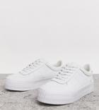 Asos Design Wide Fit Depart Leather Chunky Sneakers In White