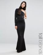 Missguided Tall One Shoulder Choker Neck Maxi Dress - Black
