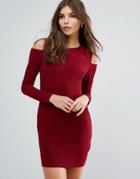 Ax Paris Cold Shoulder Bodycon Dress - Red