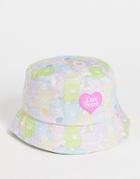 Asos Design Care Bears Bucket Hat In Pastel Colors-multi