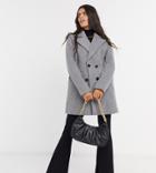 Fashion Union Petite Double Breasted Pea Coat-grey