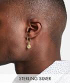 Asos Design Sterling Silver Hoop Earrings With Coins In 14k Gold Plate