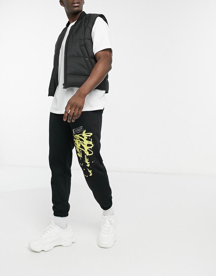 Pull & Bear Sweatpants With Reverse Print In Black