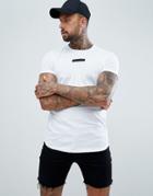 Religion Muscle Fit T-shirt With Curved Hem In White - White