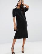 Asos Pliss T-shirt Dress - Black