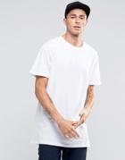 Brave Soul Long Line Plain T-shirt - White