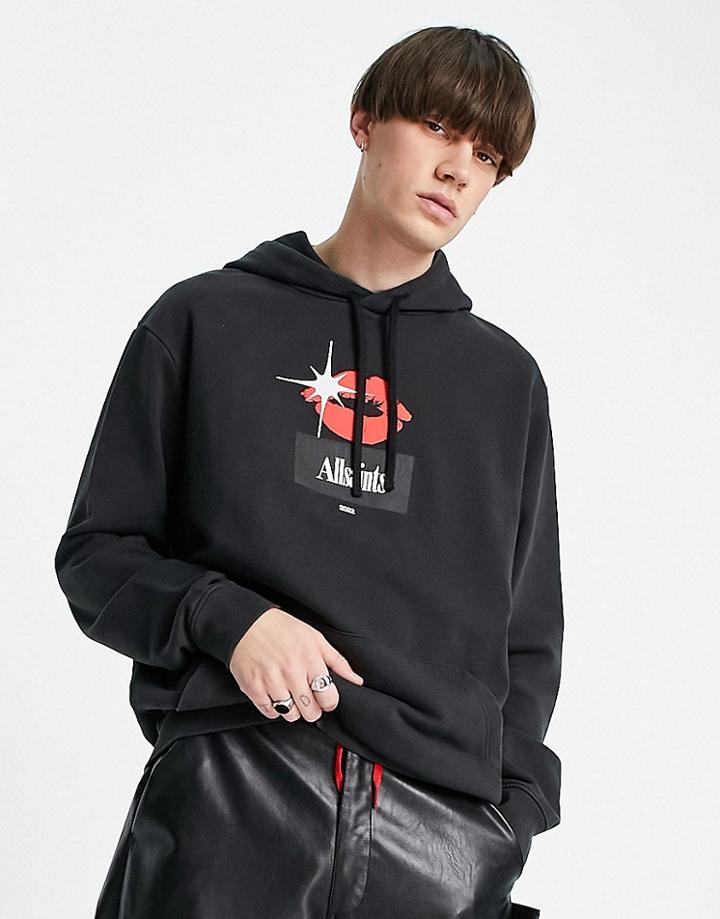 Allsaints Kiss Overhead Hoodie In Black