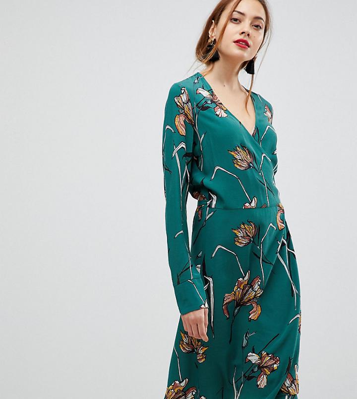 Y.a.s Tall Floral Print Wrap Dress-multi