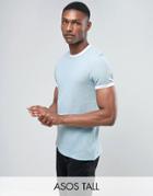Asos Tall T-shirt In Textured Waffle Fabric In Blue - Blue