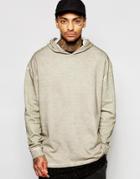 Asos Oversized Hoodie With Side Rib Panels In Oil Washed Khaki - Green