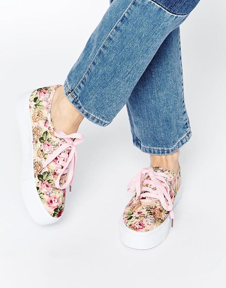 Park Lane Floral Flatform Sneakers - Pink Floral