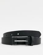 Asos Design Faux Leather Skinny Belt In Black With Covered Buckle - Black