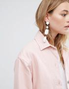 Asos Color Drench Jewel Earrings - White