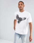 Selected Homme+ Oversized T-shirt Eagle Front Print - White