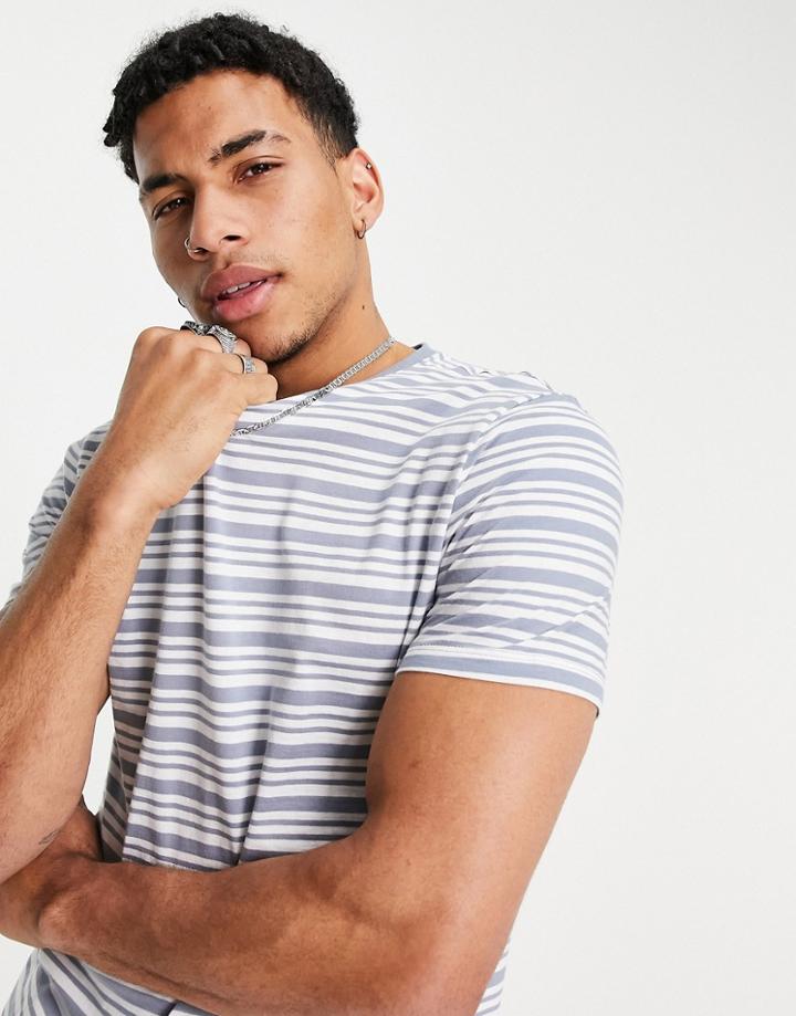 New Look Oversized Stripe T-shirt In Blue-blues