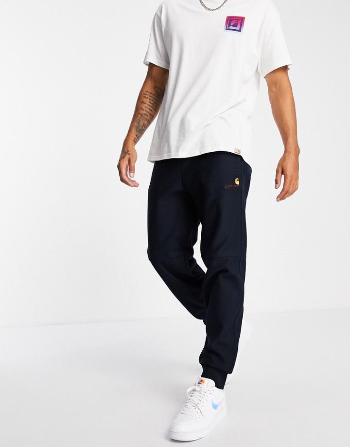 Carhartt Wip American Script Sweatpants In Navy