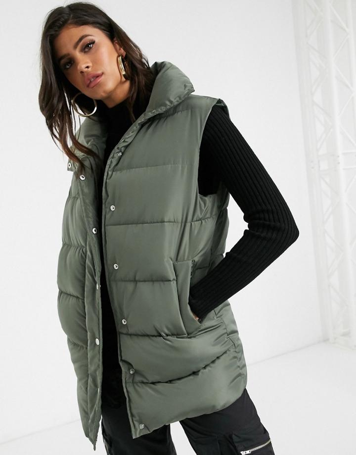 Asos Design Padded Vest Jacket In Green