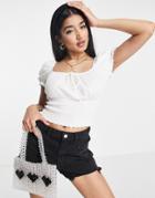 New Look Milkmaid Shirred Crop Top In White