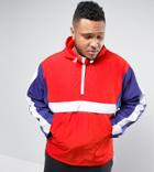 Asos Plus Overhead Windbreaker With Color Block In Red - Red