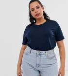 Asos Design Curve Organic Cotton Crew Neck T-shirt In Navy - Navy