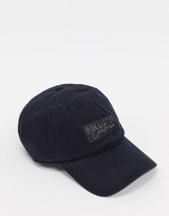 Hollister Dad Baseball Cap In Black With Tonal Logo