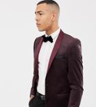 Jacamo Tall Printed Velvet Blazer In Red - Red
