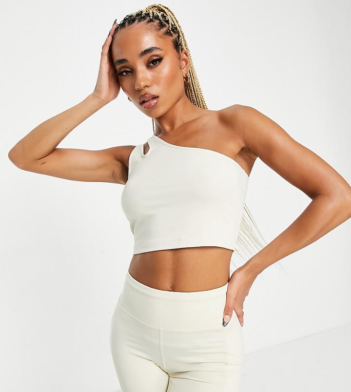 Hiit One Shoulder Crop Top In Stone-neutral