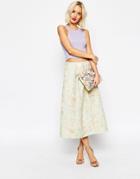 Asos Prom Skirt In Metallic Jacquard - Pastel