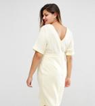 Asos Curve Plain Wiggle Cut Out Back Dress - Yellow