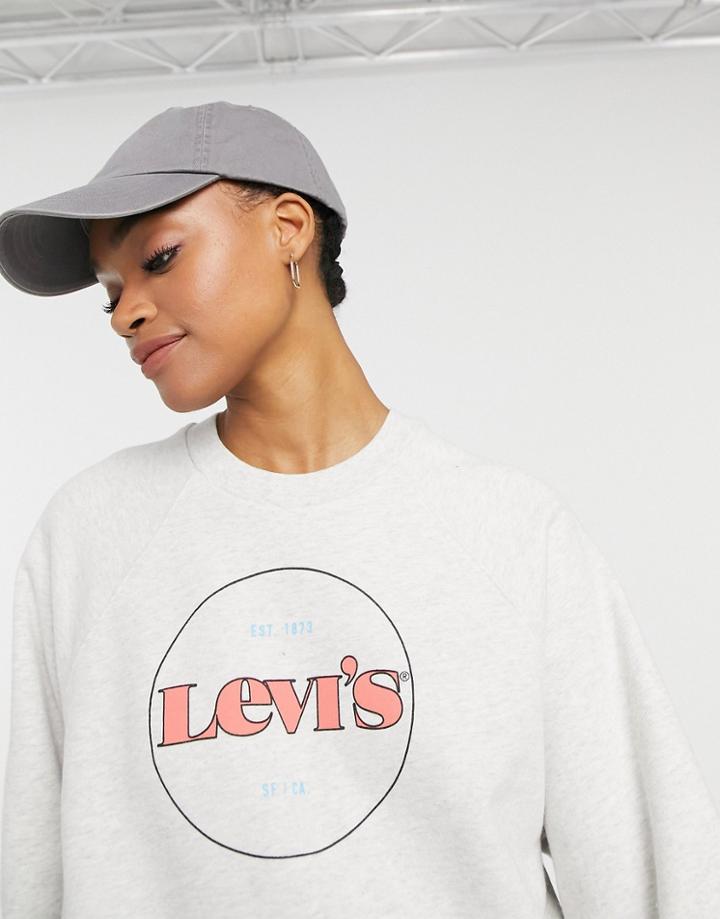 Levi's Raglan Sweatshirt With Circle Logo In Gray-grey