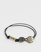 Icon Brand Rolled Leather Bracelet With Gold Details In Black - Gold