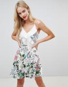 Oasis Wrap Front Dress With Ruffle Detail In Floral Print - Multi