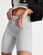 Weekday Stella Organic Cotton Rib Leggings Shorts In Light Gray-grey
