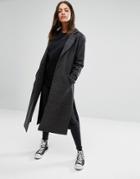 New Look Side Split Maxi Coat - Black