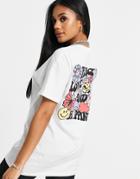 New Love Club Oversized T-shirt With Peace Love Graphic Back Print In White