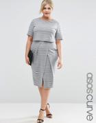 Asos Curve Wiggle Dress In Stripe With Double Layer - Stripe