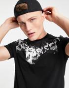 River Island Skull Print T-shirt In Black