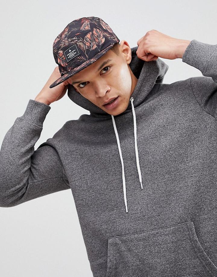 Asos 5 Panel Cap With Tropical Print - Black