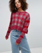 Qed London Check Sweater - Red
