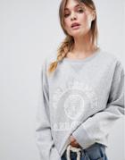 Abercrombie & Fitch Varsity Logo Crew Neck Sweatshirt - Gray