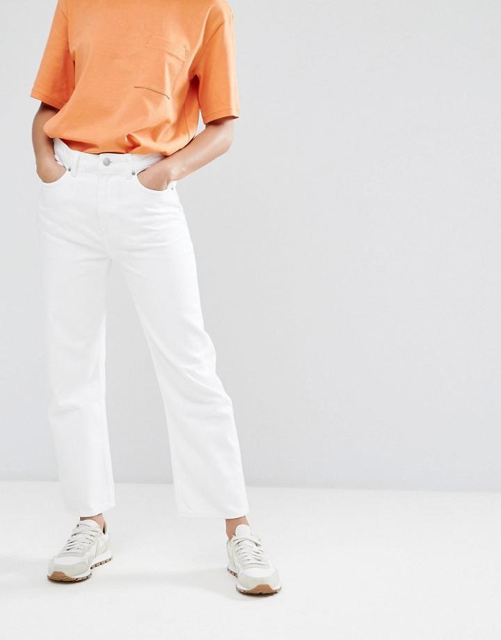 Weekday Voyage Mid Rise Rigid Crop Mom Jean - White