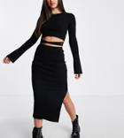 Asos Design Tall Ribbed Skirt In Black - Part Of A Set