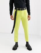 Asos Design Smart Slim Crop Pants In Citrus Yellow