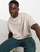 Asos Design Oversized Heavyweight T-shirt In Beige-neutral