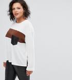Elvi Jersey Top With Tan Contrast - White